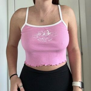 Brandy Melville Pink Heaven Sent Lettuce Hem Tank!